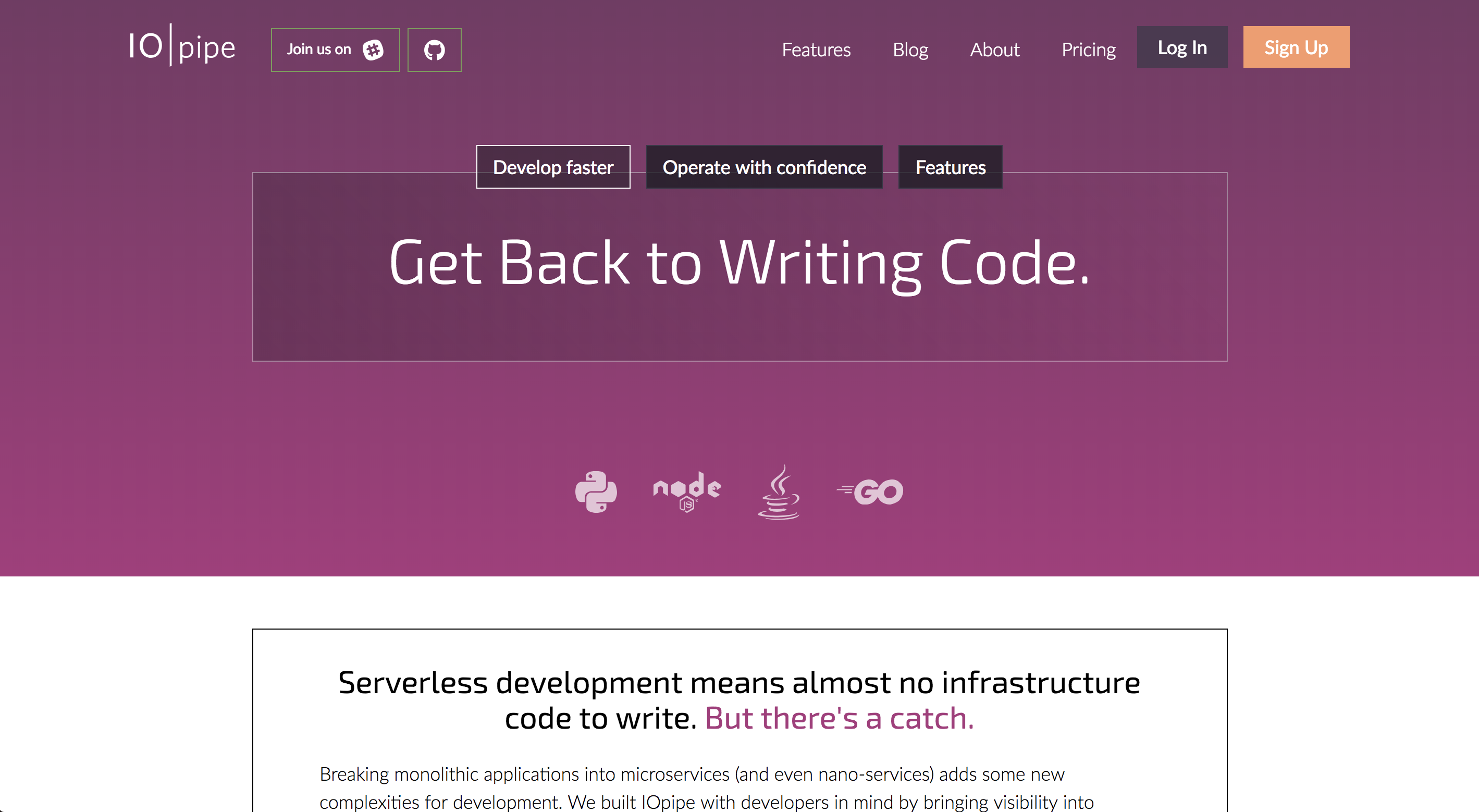 IOpipe features page