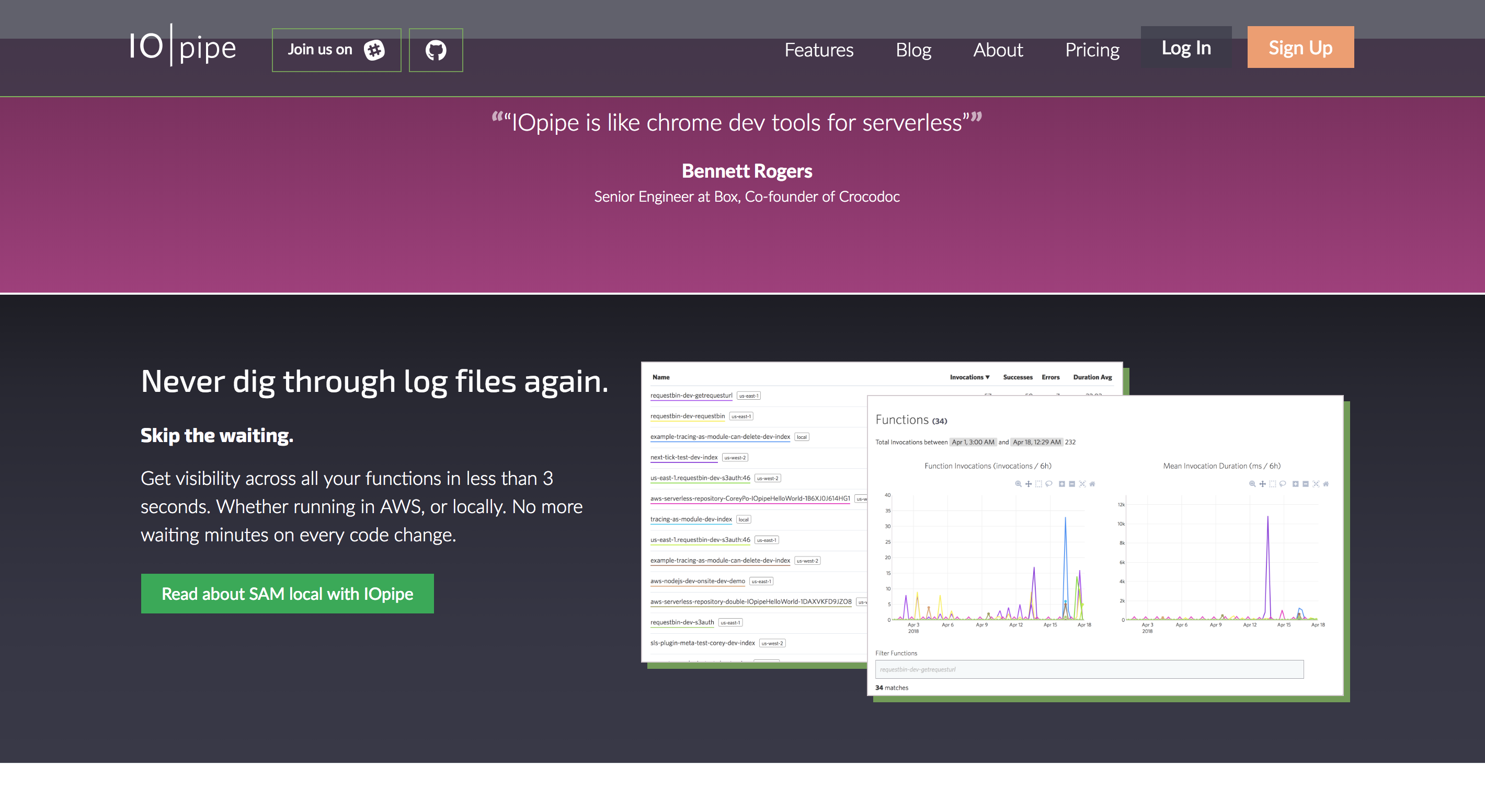 IOpipe features page